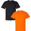 Gildan G830 5.6 oz Ultra Blend 50/50 Pocket T-Shirt – Navy – Small((1) Black + (1) Safety Orange)