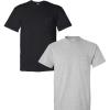 Gildan G830 5.6 oz Ultra Blend 50/50 Pocket T-Shirt – Navy – Small((1) Black + (1) Sport Grey)