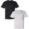 Gildan G830 5.6 oz Ultra Blend 50/50 Pocket T-Shirt – Navy – Small((1) Black + (1) White)