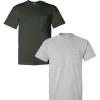 Gildan G830 5.6 oz Ultra Blend 50/50 Pocket T-Shirt – Navy – Small((1) Forest Green + (1) Sport Grey)