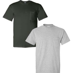 Gildan G830 5.6 oz Ultra Blend 50/50 Pocket T-Shirt – Navy – Small((1) Forest Green + (1) Sport Grey)