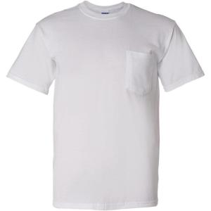 Gildan G830 5.6 oz Ultra Blend 50/50 Pocket T-Shirt – Navy – Small((1) White + (1) Sport Grey)