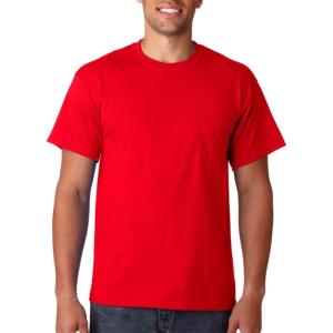 Gildan G830 5.6 oz Ultra Blend 50/50 Pocket T-Shirt – Navy – Small(Red)