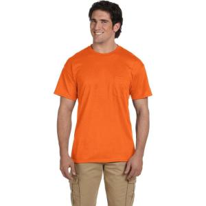 Gildan G830 5.6 oz Ultra Blend 50/50 Pocket T-Shirt – Navy – Small(S Orange)