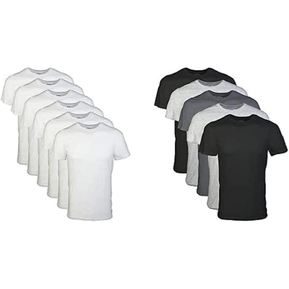 imageGildan Platinum Mens Crew TShirtsWhite 6pack Assorted BlackGrey 5pack