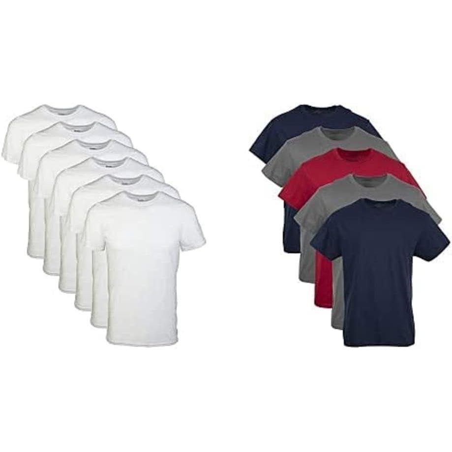 imageGildan Platinum Mens Crew TShirtsWhite 6pack  NavyCharcoalRed 5pack