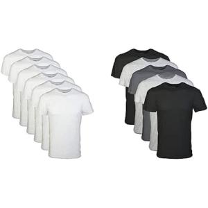 Gildan Platinum Mens Crew T-Shirts(White (6-pack) + Assorted Black/Grey (5-pack))