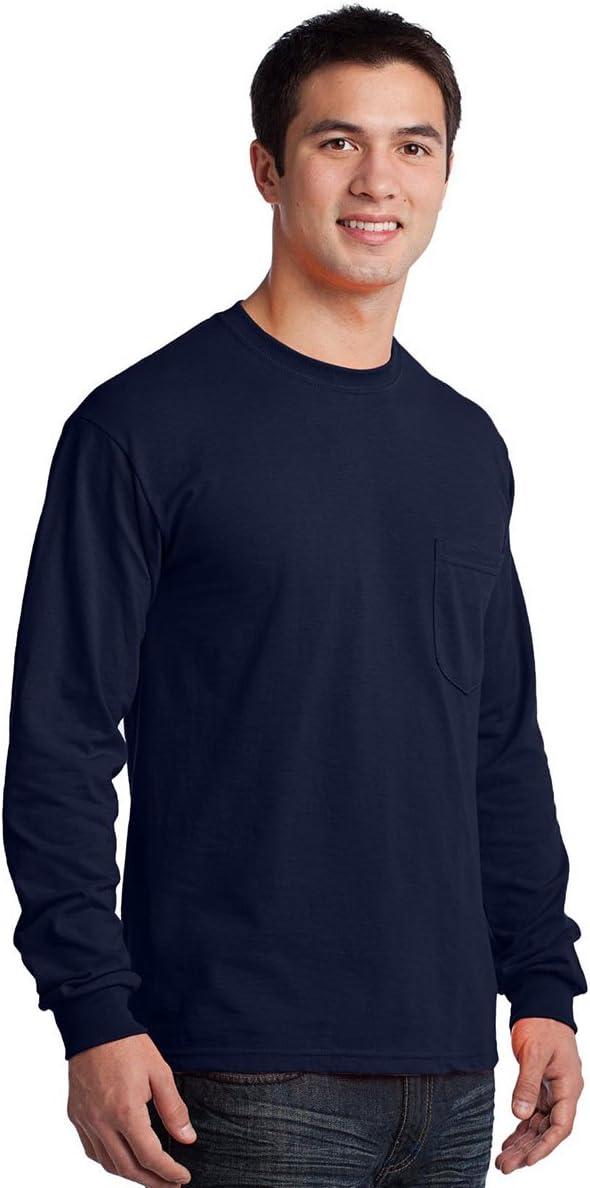 imageGildan Ultra Cotton Long Sleeve Pocket TShirt3xlarge safety Green