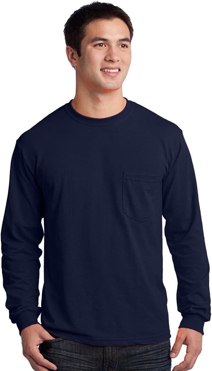imageGildan Ultra Cotton Long Sleeve Pocket TShirt3xlarge safety Green