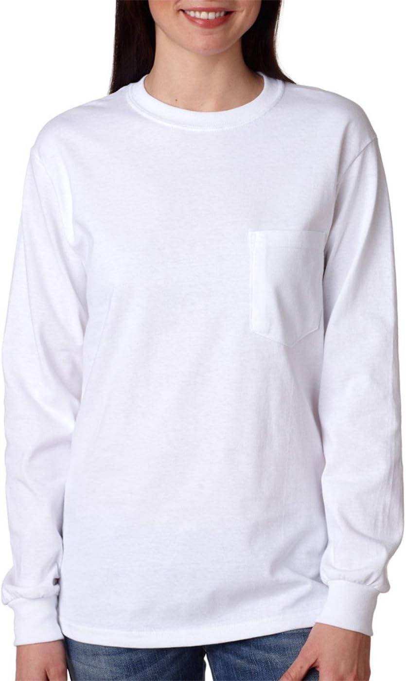 imageGildan Ultra Cotton Long Sleeve Pocket TShirtMedium white