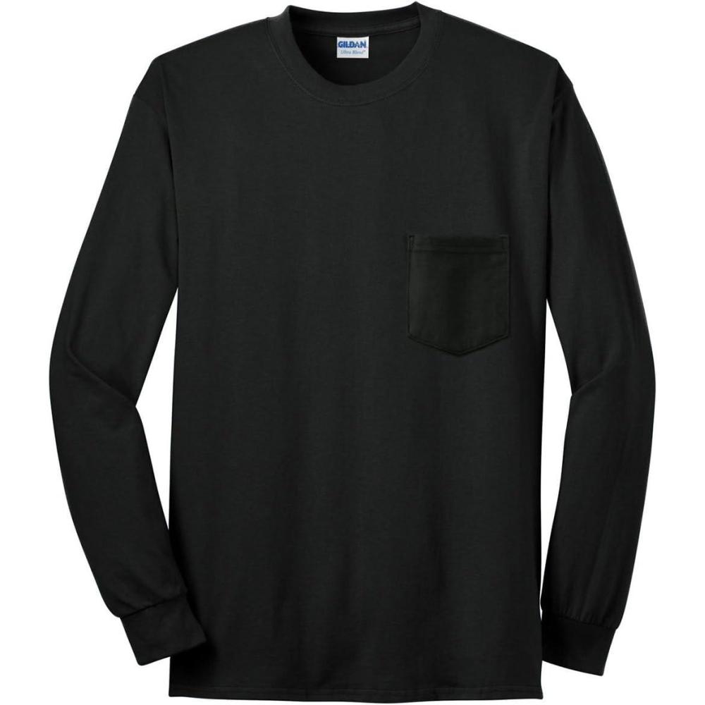 imageGildan Ultra Cotton Long Sleeve Pocket TShirt3xlarge black