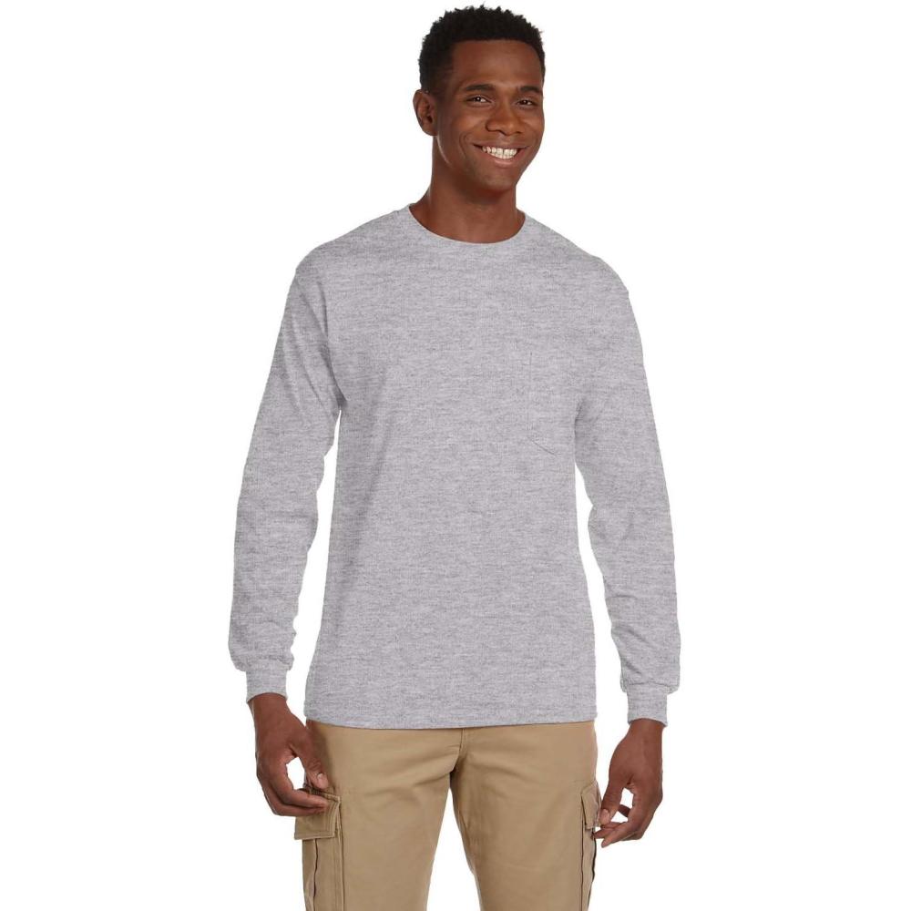 imageGildan Ultra Cotton Long Sleeve Pocket TShirtGrey