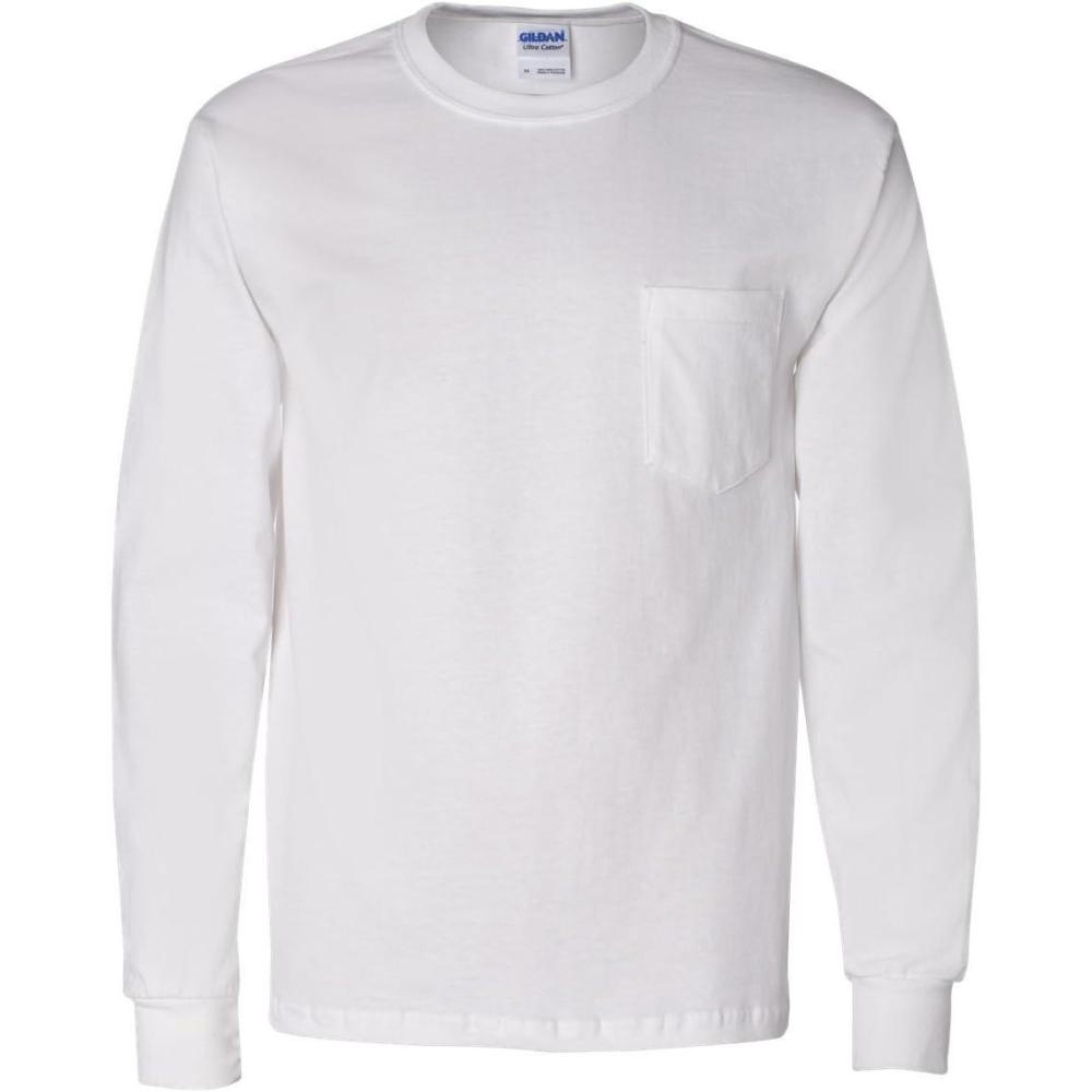 imageGildan Ultra Cotton Long Sleeve Pocket TShirtXxlarge white