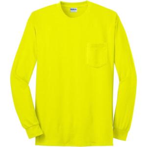 Gildan Ultra Cotton Long Sleeve Pocket T-Shirt(3x-large safety Green)