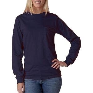Gildan Ultra Cotton Long Sleeve Pocket T-Shirt(5x-large navy)