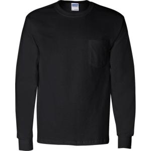 Gildan Ultra Cotton Long Sleeve Pocket T-Shirt(Black)