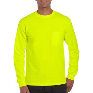 Gildan Ultra Cotton Long Sleeve Pocket T-Shirt(Safety Green)