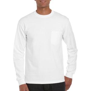 Gildan Ultra Cotton Long Sleeve Pocket T-Shirt(White)