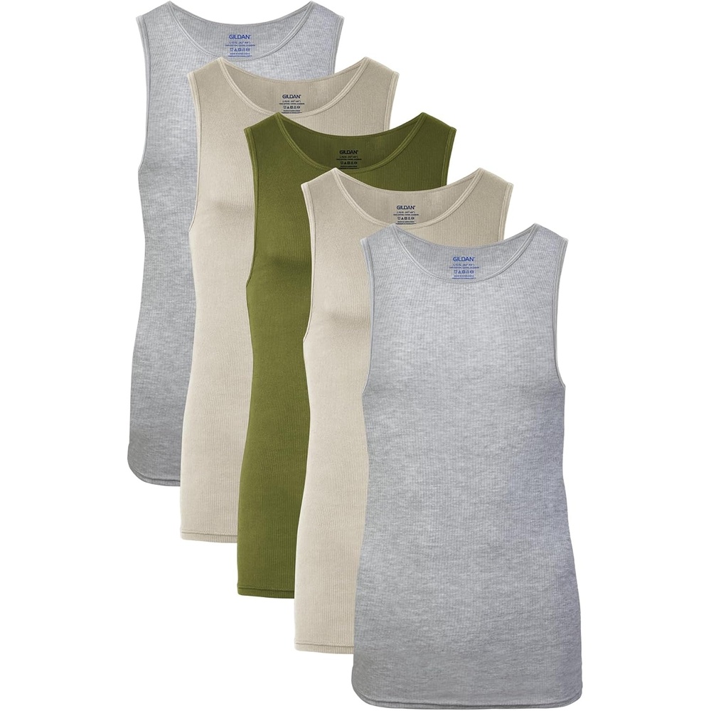 imageGildan Mens AShirts Tanks MultipackSport GreyBoneSea Kelp 5pack