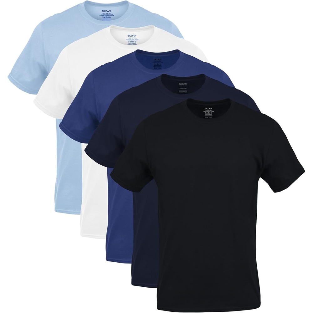 imageGildan Mens Crew TShirts Multipack Style G1100BlackNavyMetro BlueWhiteNiagara Mist 5pack