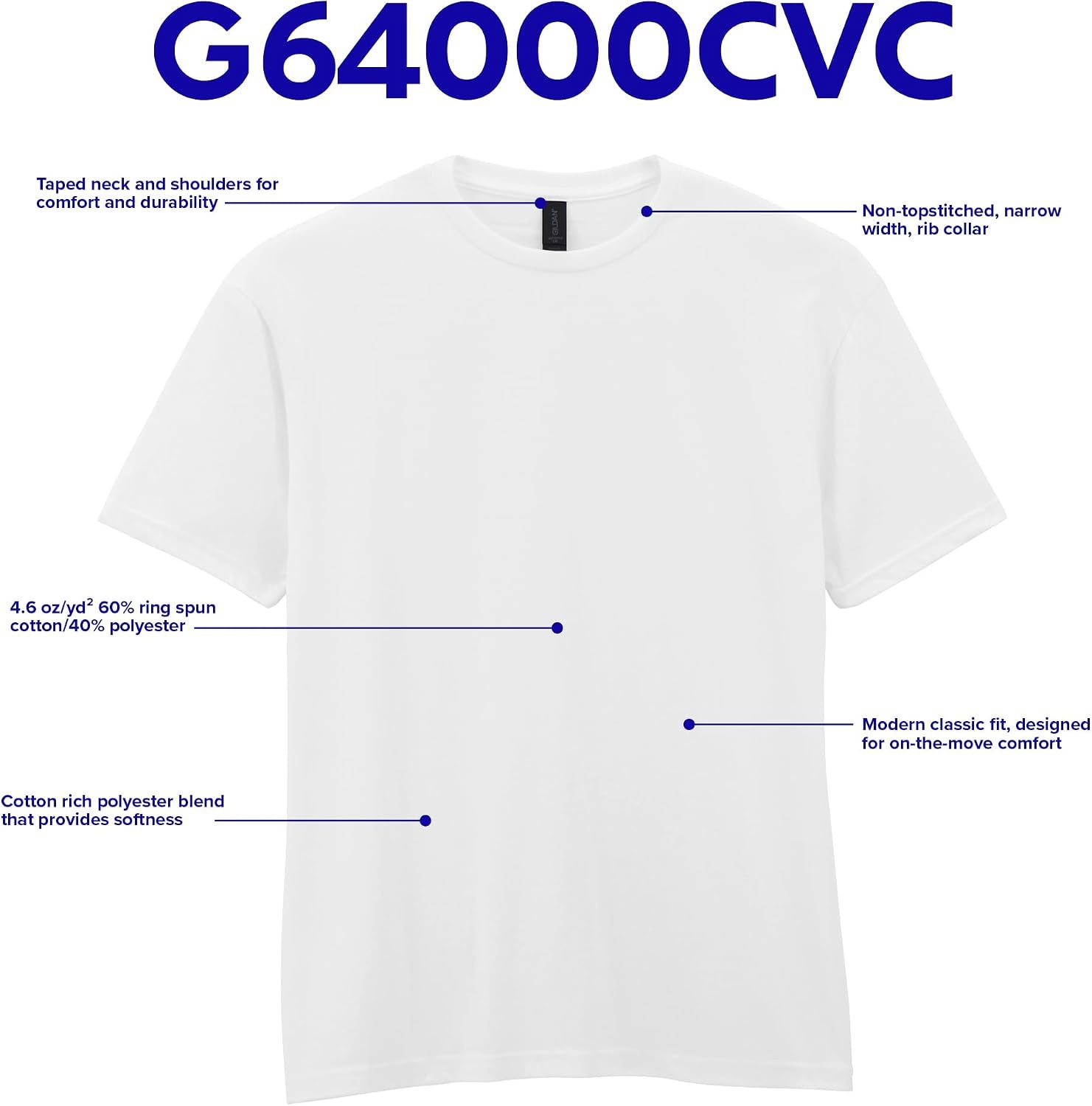 image:imageGildan Adult Softstyle CVC Short Sleeve TShirt Style G67000 MultipackWhite
