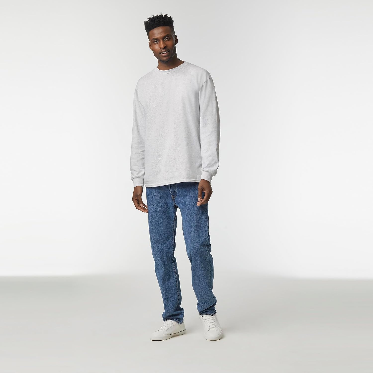 image:imageGildan Adult Ultra Cotton Long Sleeve TShirt Style G2400 MultipackAsh Grey
