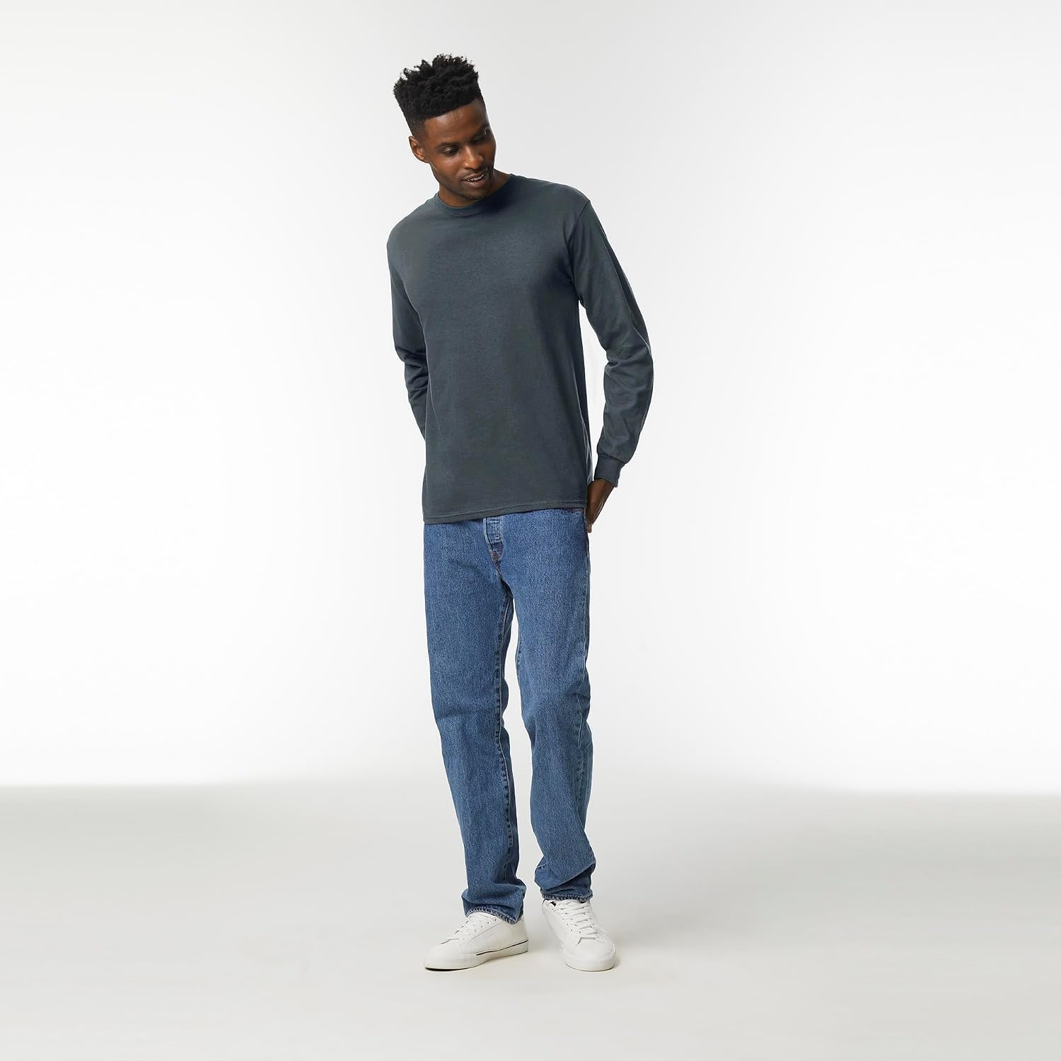 image:imageGildan Adult Ultra Cotton Long Sleeve TShirt Style G2400 MultipackDark Heather