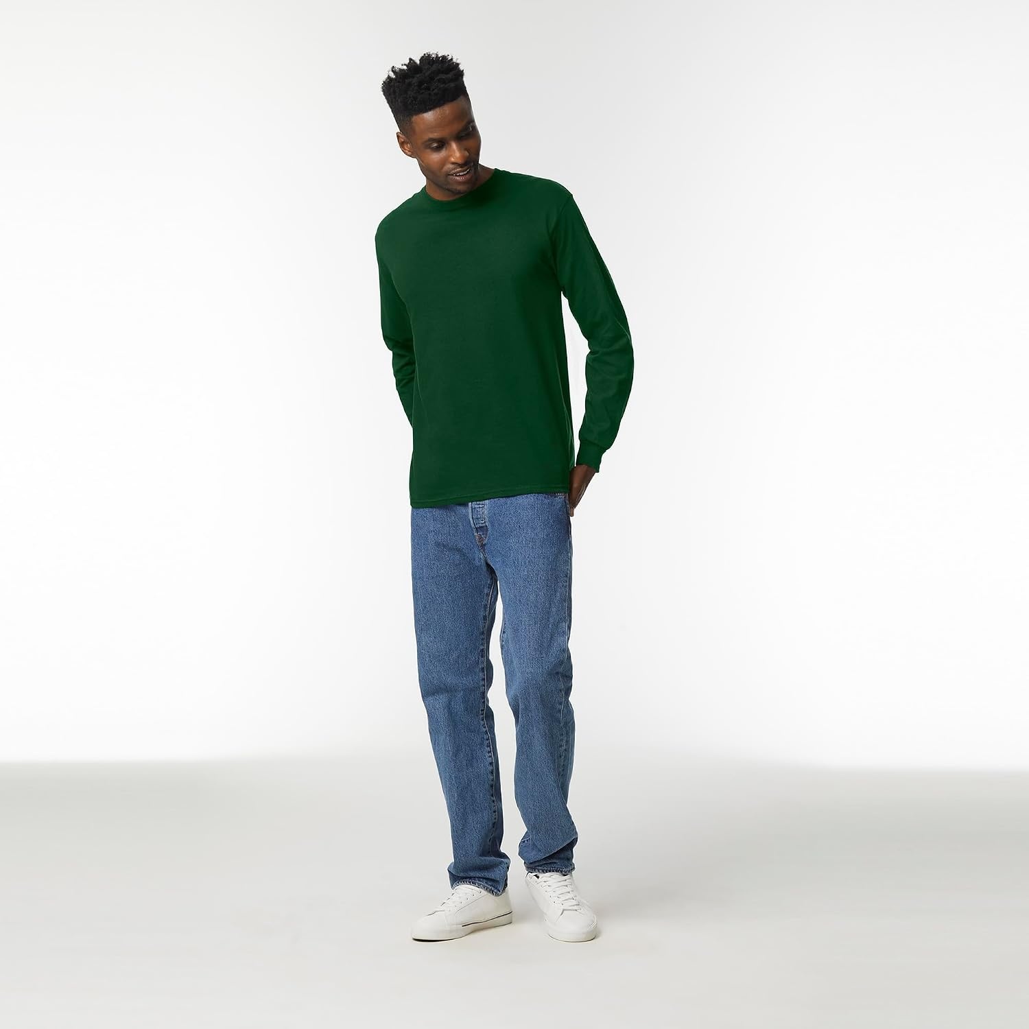 image:imageGildan Adult Ultra Cotton Long Sleeve TShirt Style G2400 MultipackForest Green