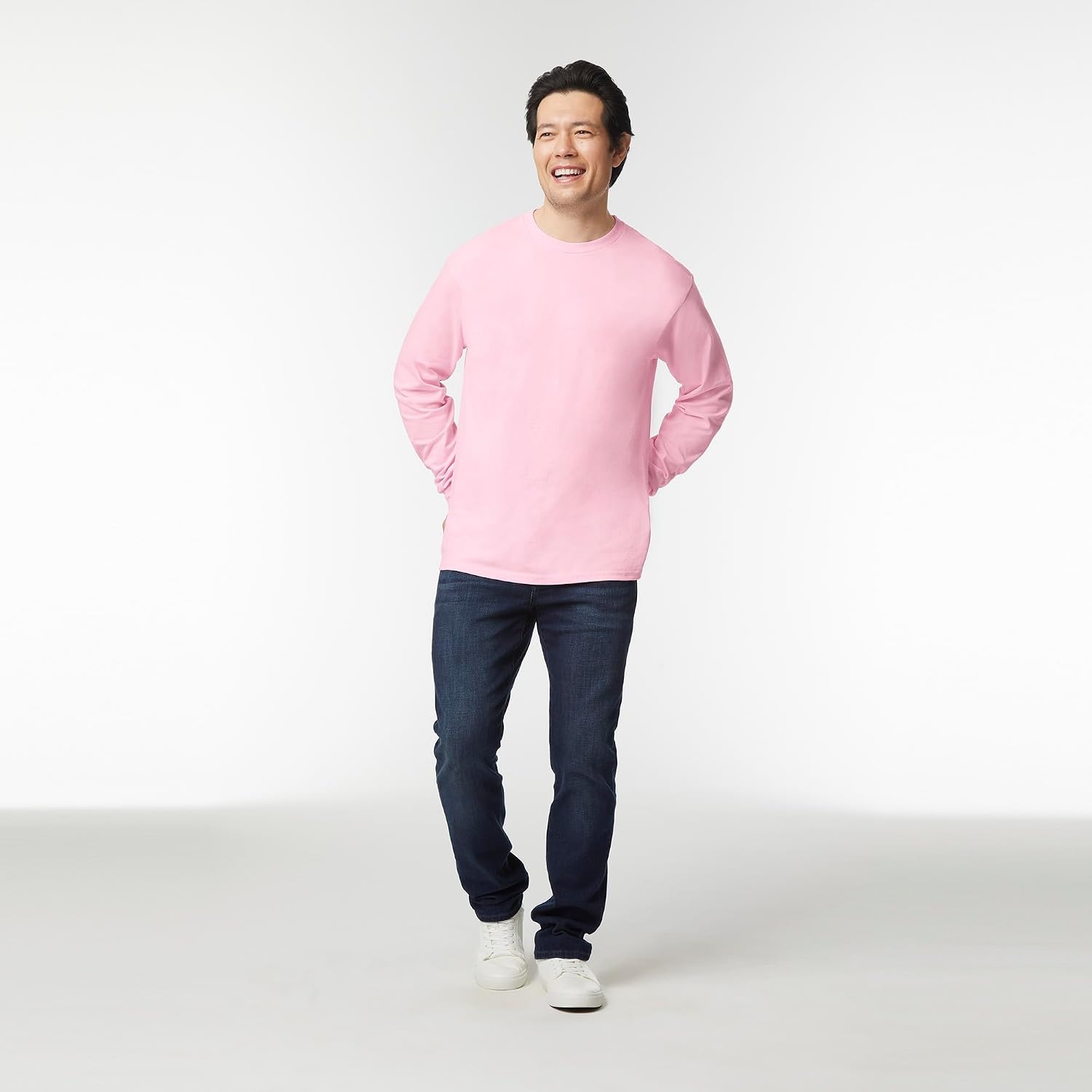 image:imageGildan Adult Ultra Cotton Long Sleeve TShirt Style G2400 MultipackLight Pink