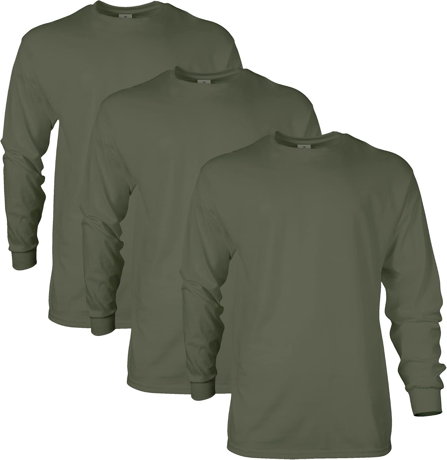 image:imageGildan Adult Ultra Cotton Long Sleeve TShirt Style G2400 MultipackMilitary Green