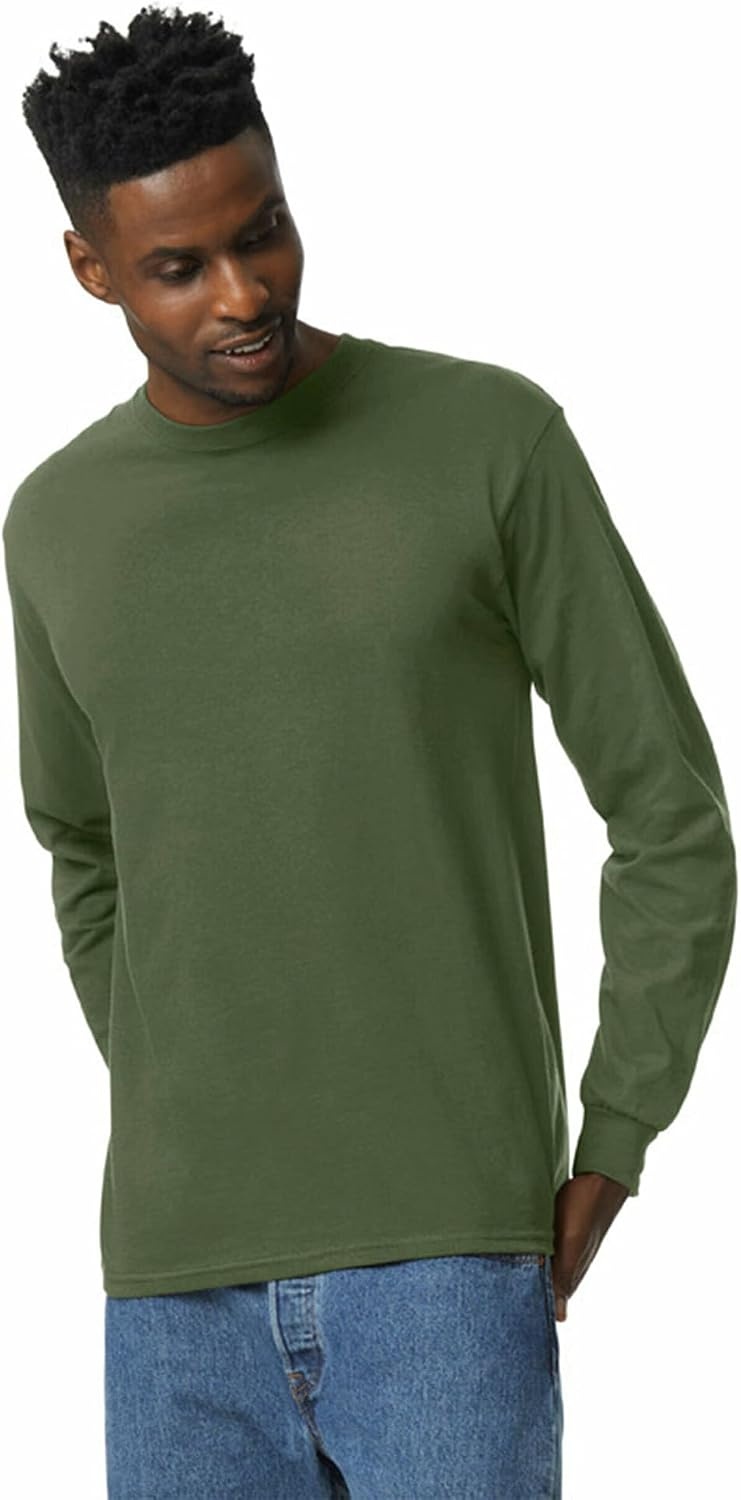image:imageGildan Adult Ultra Cotton Long Sleeve TShirt Style G2400 MultipackMilitary Green