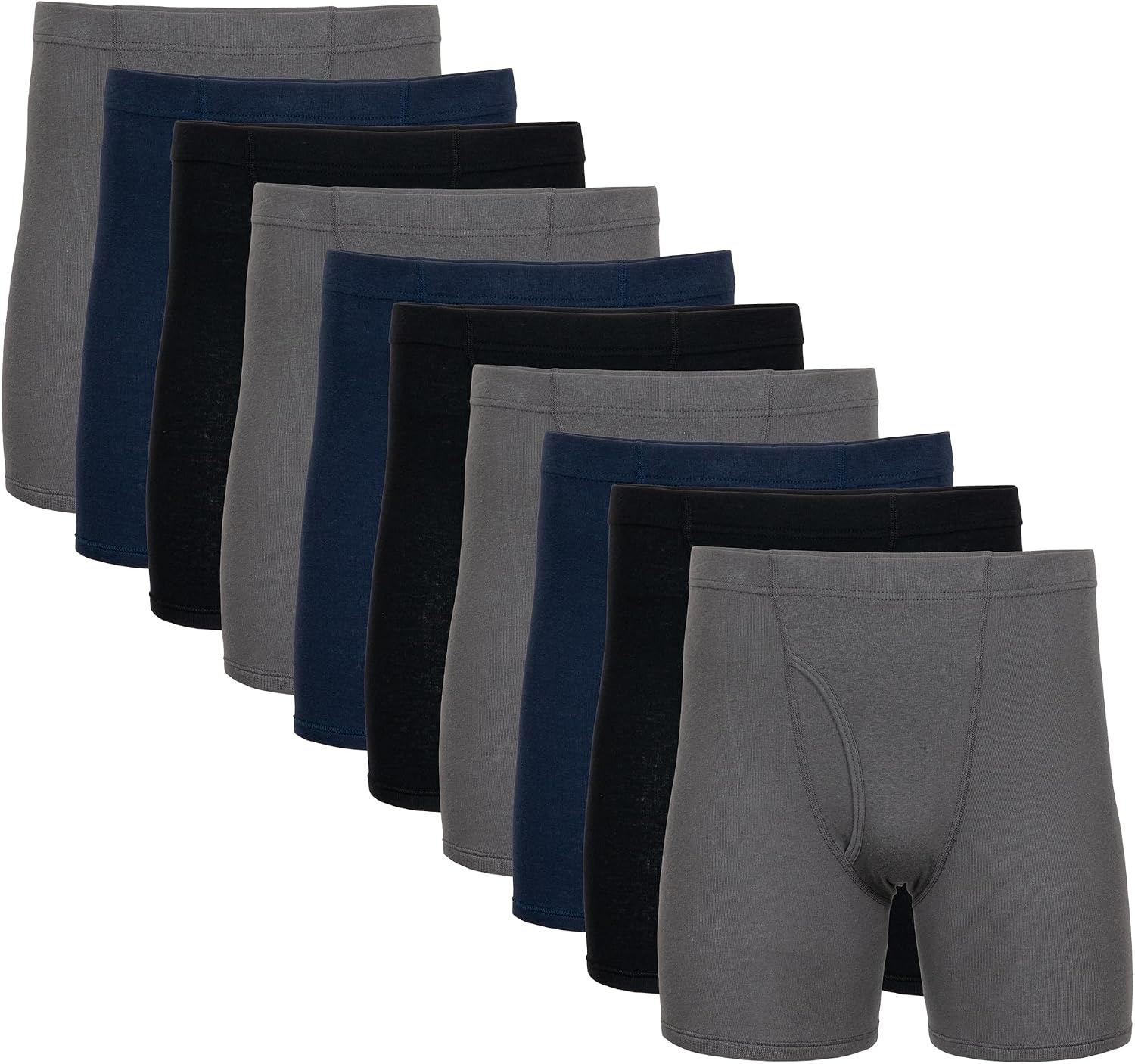 image:imageGildan Mens Underwear Covered Waistband Boxer Briefs MultipackBlackCharcoalNavy