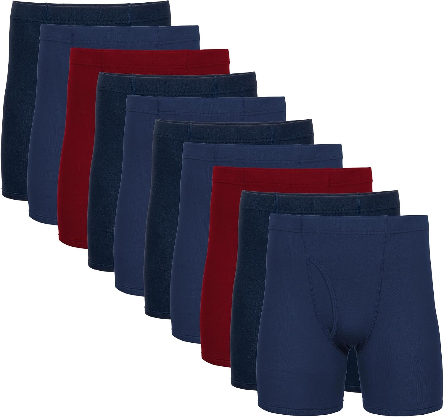 image:imageGildan Mens Underwear Covered Waistband Boxer Briefs MultipackNavyMetro BlueCardinal Red