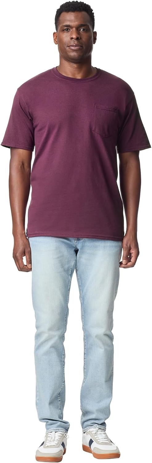 image:imageGildan Unisex Adult DryBlend Workwear TShirts with Pocket 2PackMaroon