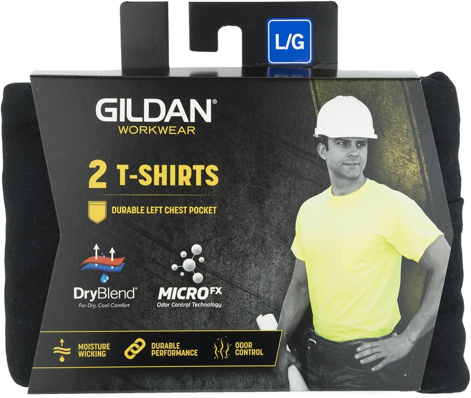 image:imageGildan Unisex Adult DryBlend Workwear TShirts with Pocket 2PackSafety Green