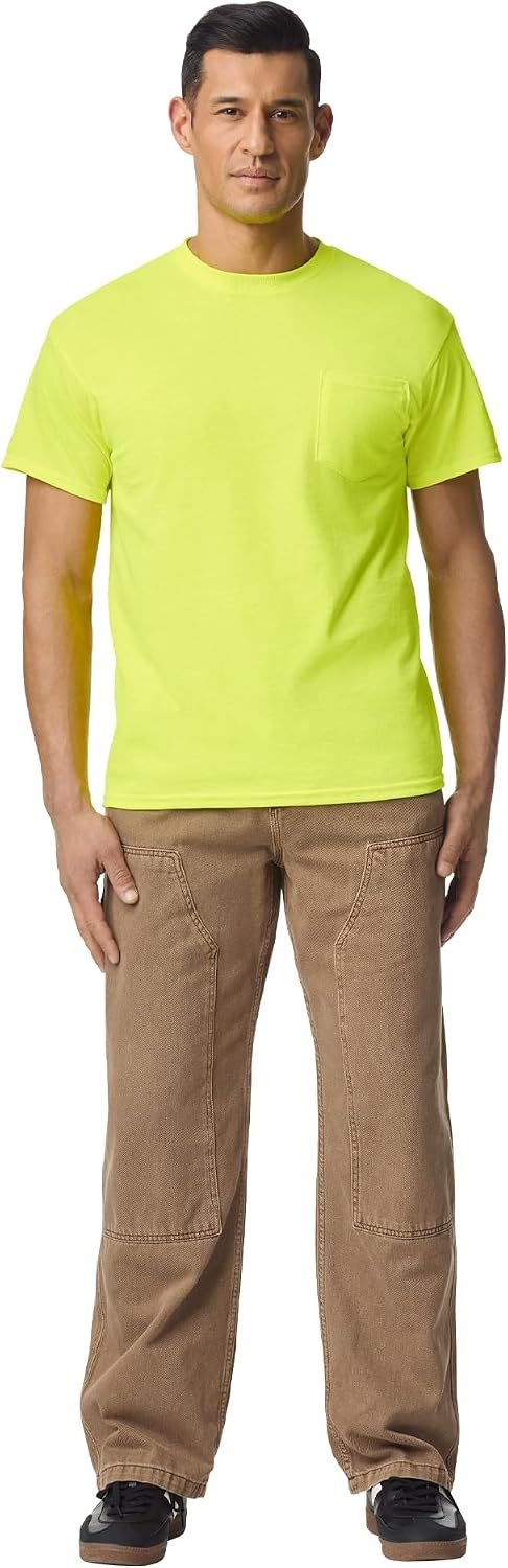 image:imageGildan Unisex Adult DryBlend Workwear TShirts with Pocket 2PackSafety Green