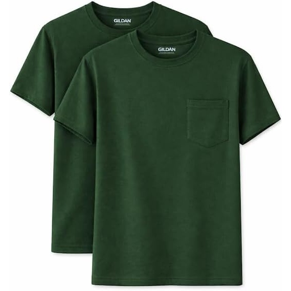 image:imageGildan Unisex Adult DryBlend Workwear TShirts with Pocket 2PackForest Green