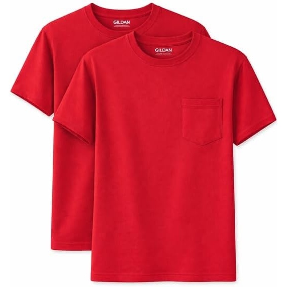 image:imageGildan Unisex Adult DryBlend Workwear TShirts with Pocket 2PackRed