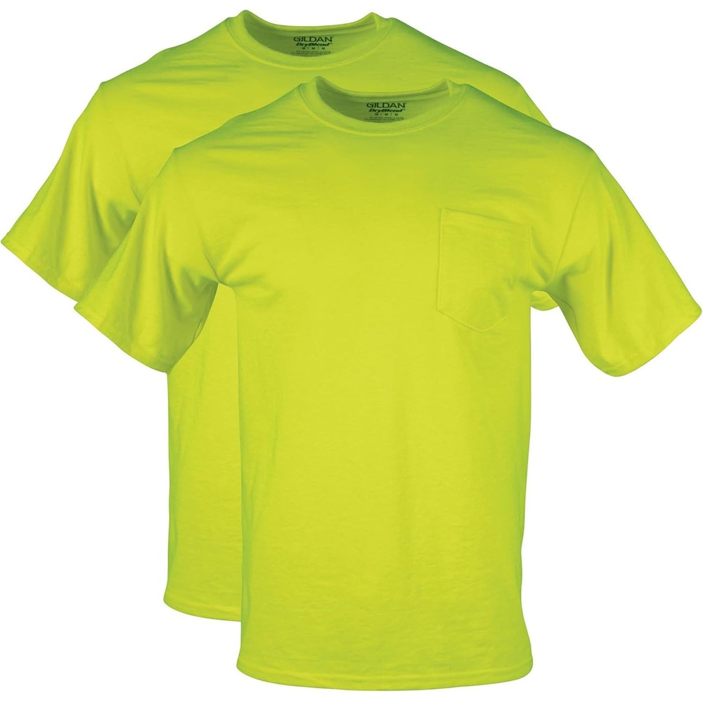 image:imageGildan Unisex Adult DryBlend Workwear TShirts with Pocket 2PackSafety Green
