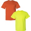 Gildan Unisex Adult DryBlend Workwear T-Shirts with Pocket, 2-Pack((1) Orange + (1) Safety Green)