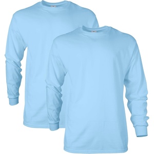 Gildan Adult Ultra Cotton Long Sleeve T-Shirt, Style G2400, Multipack(Light Blue)