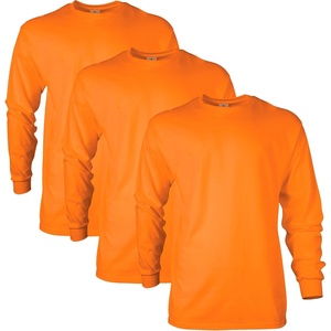 Gildan Adult Ultra Cotton Long Sleeve T-Shirt, Style G2400, Multipack(S. Orange (3-pack))