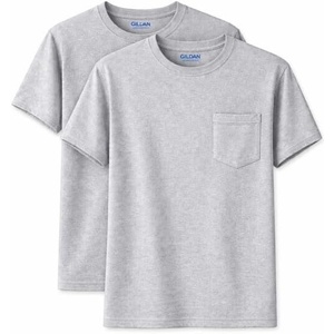 Gildan Unisex Adult DryBlend Workwear T-Shirts with Pocket, 2-Pack(Ash)