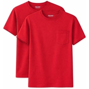 Gildan Unisex Adult DryBlend Workwear T-Shirts with Pocket, 2-Pack(Red)