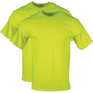 Gildan Unisex Adult DryBlend Workwear T-Shirts with Pocket, 2-Pack(Safety Green)