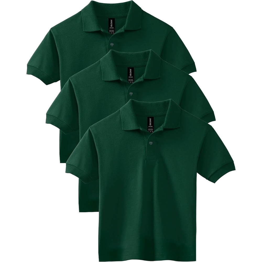 image:imageGildan Kids DryBlend Short Sleeve Polo Style G8800b 3PackForest Green