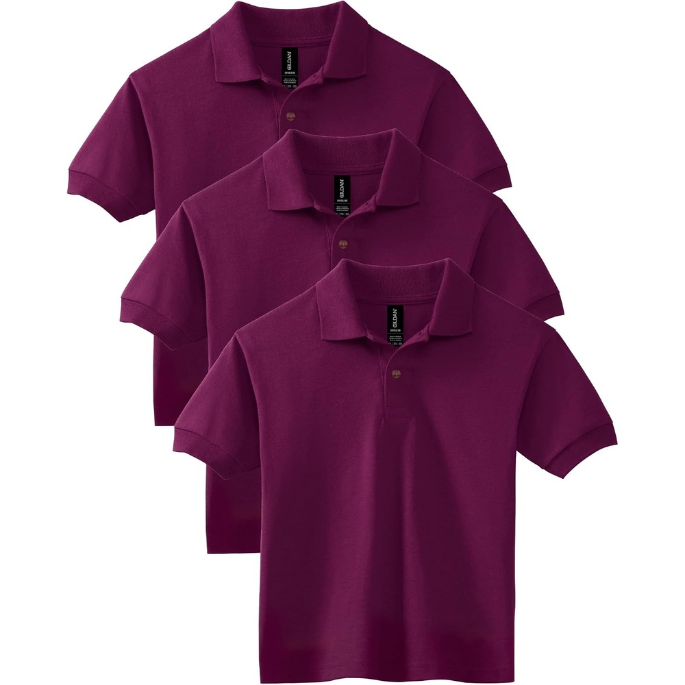 image:imageGildan Kids DryBlend Short Sleeve Polo Style G8800b 3PackMaroon