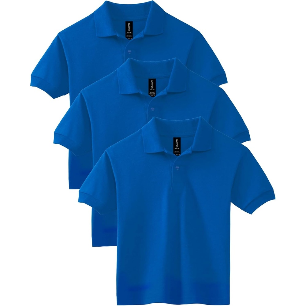 image:imageGildan Kids DryBlend Short Sleeve Polo Style G8800b 3PackRoyal