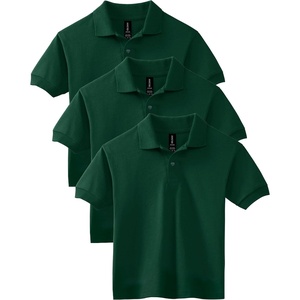 Gildan Kids’ DryBlend Short Sleeve Polo, Style G8800b, 3-Pack(Forest Green)