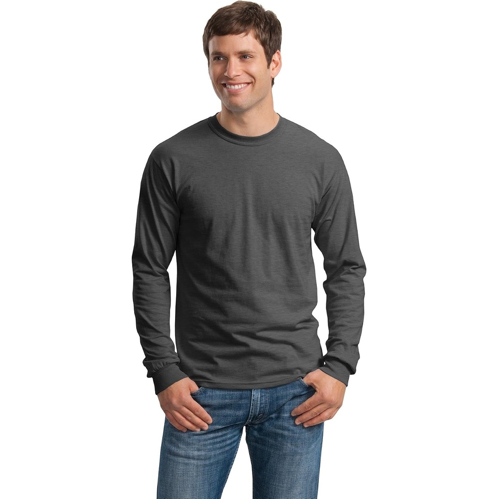 image:imageGildan Ultra Cotton 6 oz LongSleeve TShirt G240 CHARCOALDark Heather